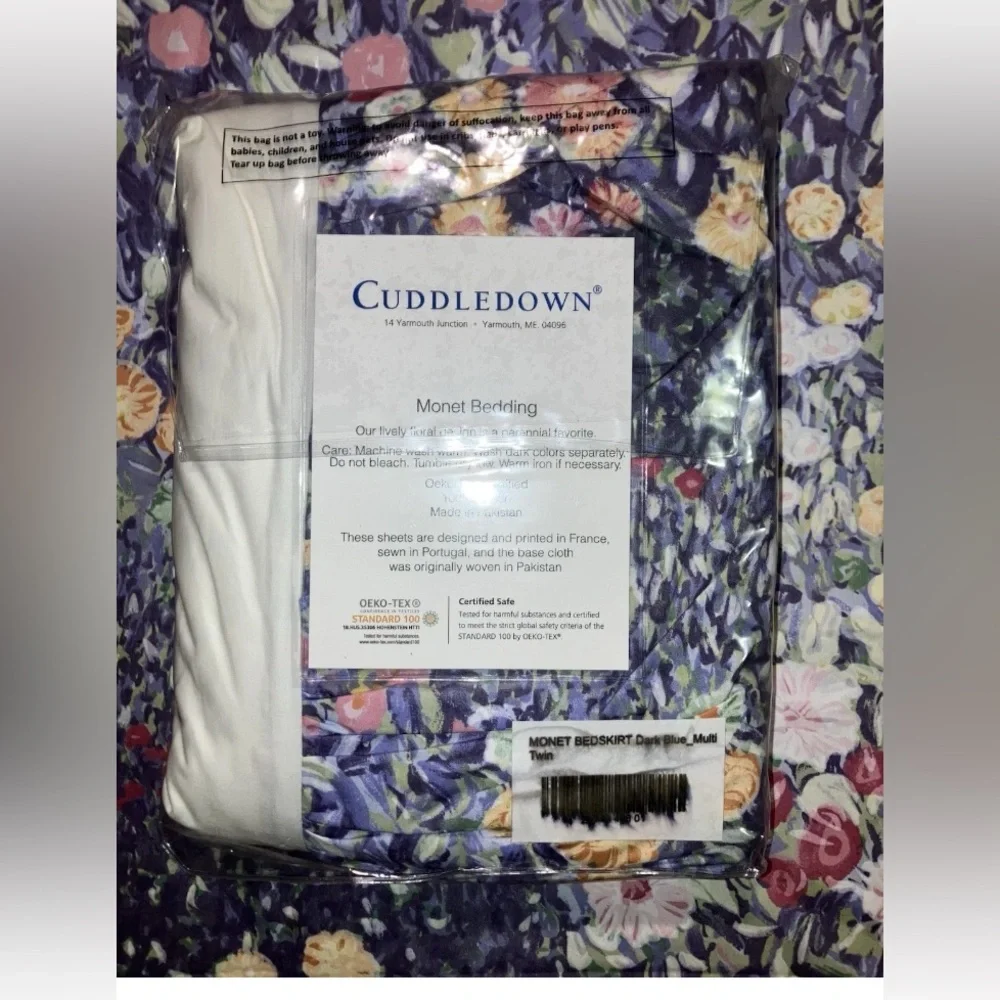 Cuddledown NEW Monet Pillow Sham twin Bed Skirt new in package 100% cotton luxe - Picture 3 of 5
